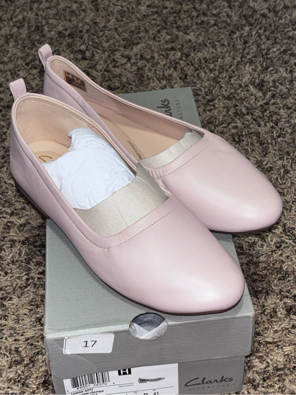 Clarks Fawna Soft 26181226 Women’s Pink Leather Slip On Loafer Flats Shoes 9.5